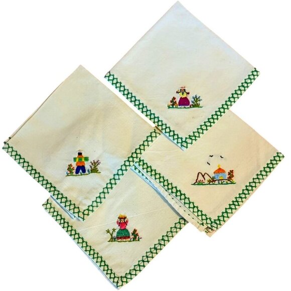 Vintage Handmade Embroidered Guatemalan Cloth Hankie Handkerchiefs Boho Folk Art - Picture 1 of 7